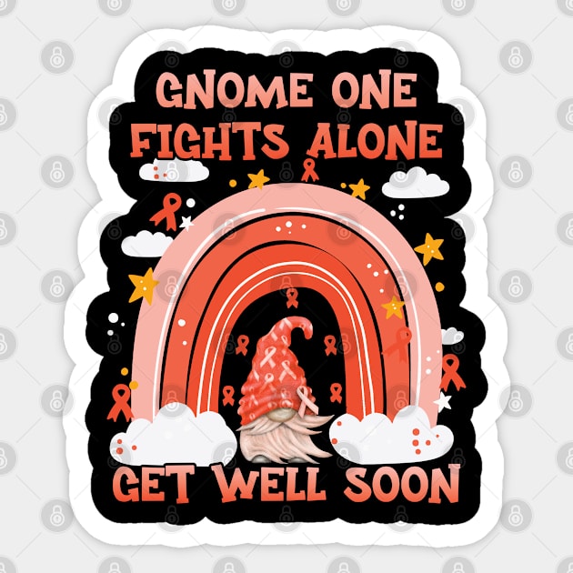 Gnome One Fights Alone Kidney Cancer Sticker by WoollyWonder